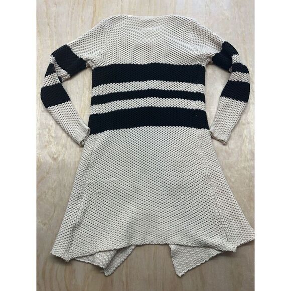 Chaser Cardigan Womens XS Ivory Black Long Sleeve Open Front Long Duster - Picture 4 of 6